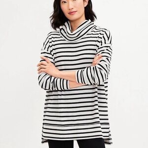 LOU & GRAY Waffle Stitch Cowl Neck Oversized Stripe Tunic
